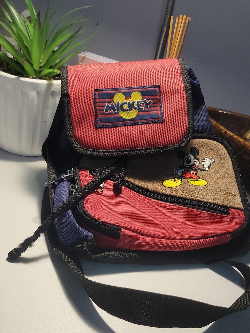 Disney Mickey Mini  Backpack Bag in Red, Navy, Tan